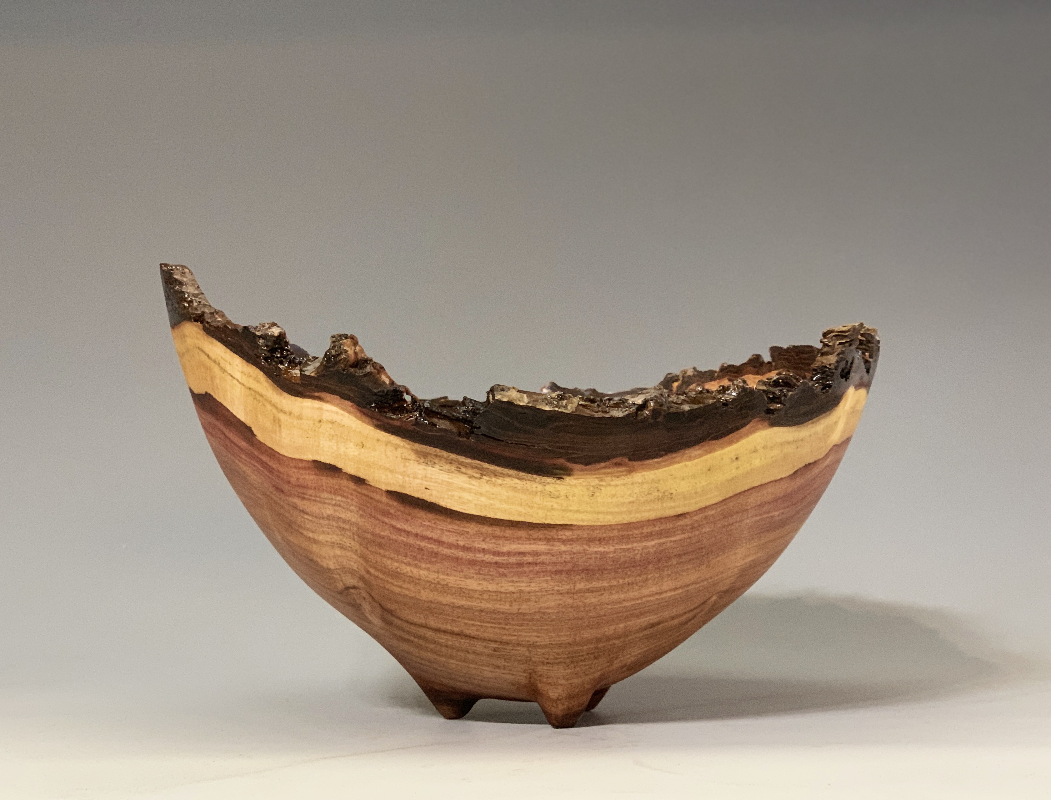  Maui Milo Natural Edge Bowl with Carved Feet 